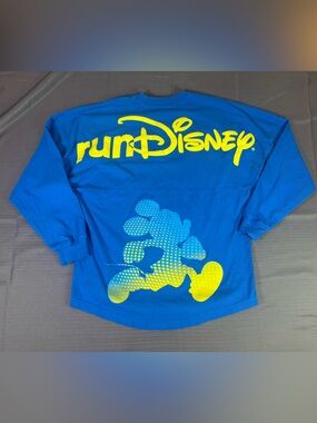 Disney runDisney Mickey Mouse Spirit Jersey Blue Yellow Oversized Sweatshirt Sml